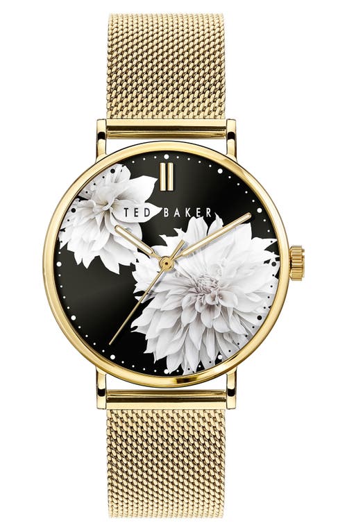 Ted Baker London Phylipa Peonia Mesh Strap Watch, 37mm in Yellow Gold at Nordstrom