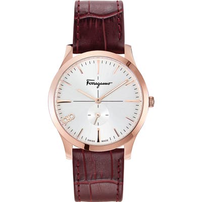 Salvatore Ferragamo Slim Leather Strap Watch, 40Mm