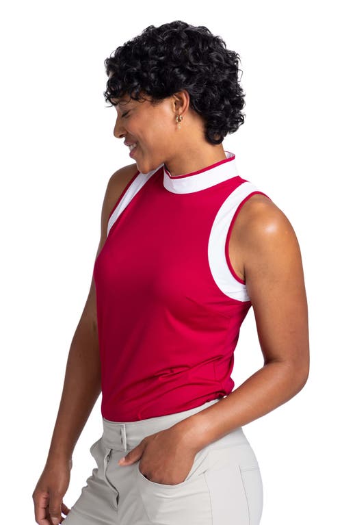 Shop Kinona Knock Out Mock Me Sleeveless Golf Top In Bordeaux Red