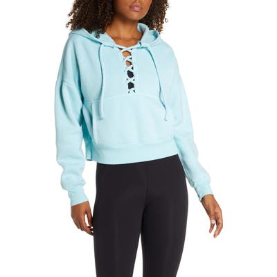 Free People Fp Movement Believe It Lace-Up Hoodie, Blue