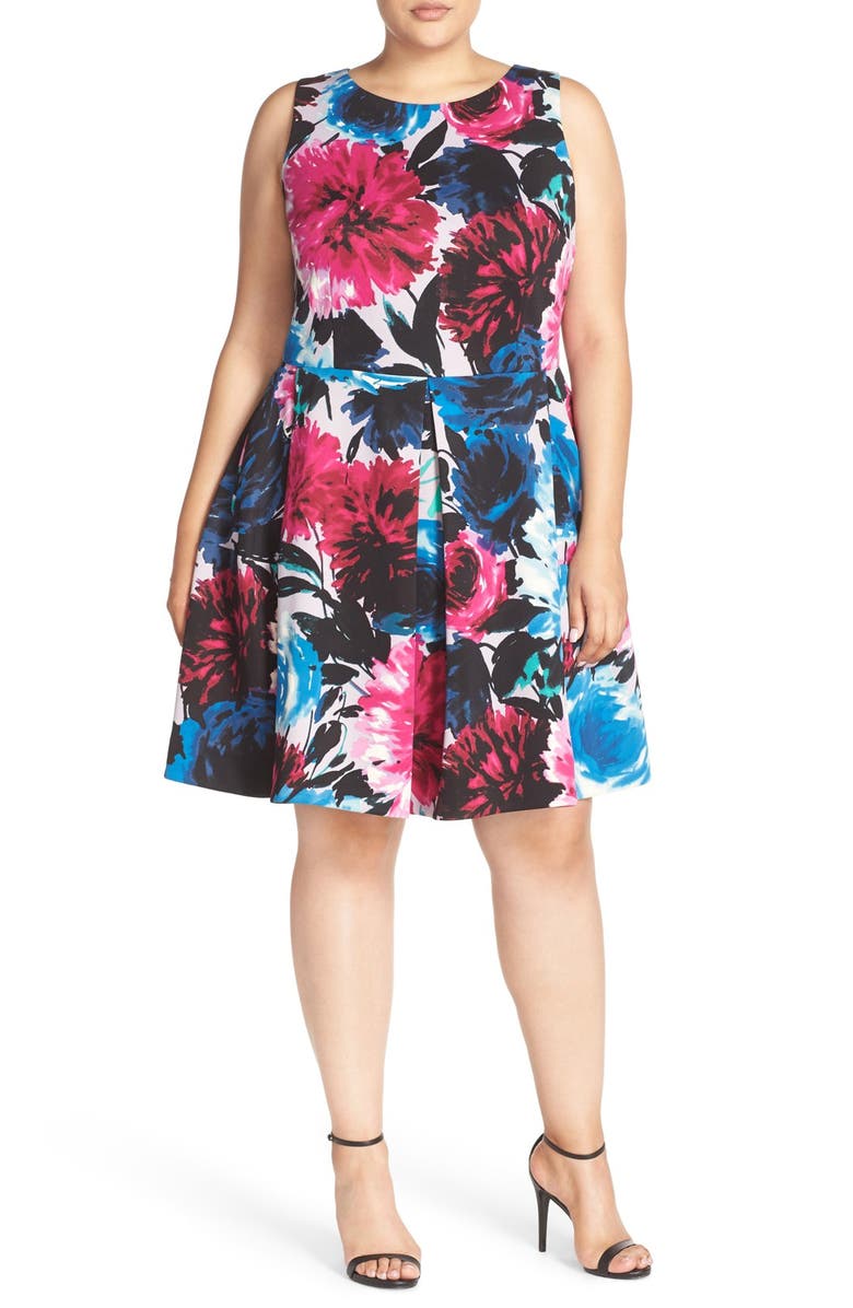 Taylor Dresses Floral Print Fit & Flare Dress (Plus Size) | Nordstrom