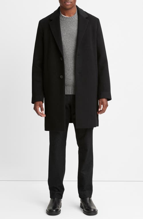 Shop Vince Classic Wool Blend Coat In Black