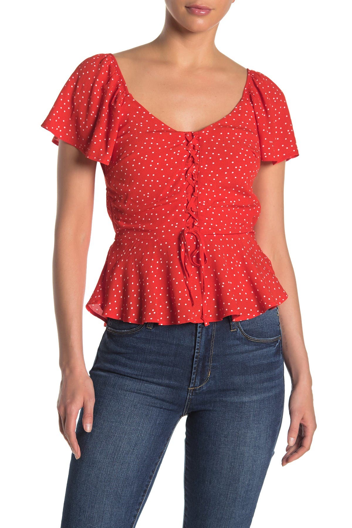 lace up peplum top