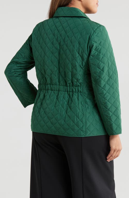 Shop Jones New York Quilted Coat In Forest Green