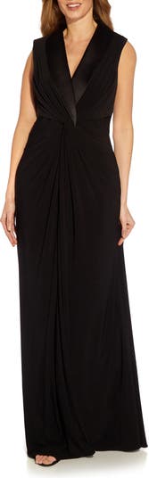 Adrianna Papell Tuxedo Matte Jersey Gown