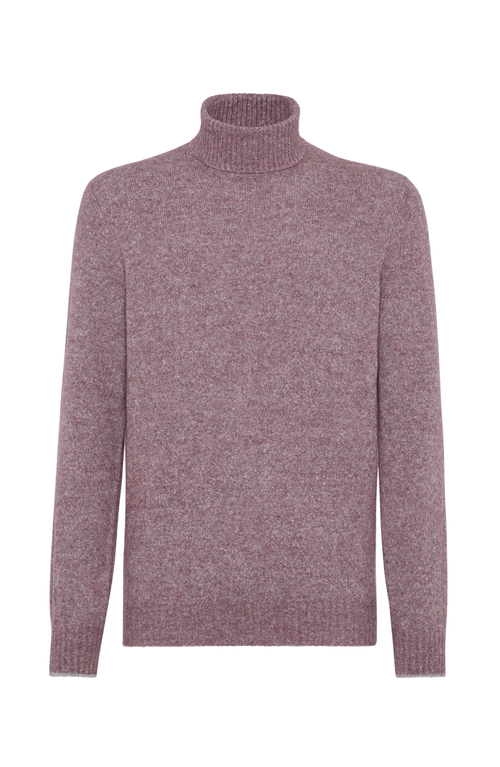 Shop Brunello Cucinelli Knop Yarn Turtleneck Sweater In Light Purple