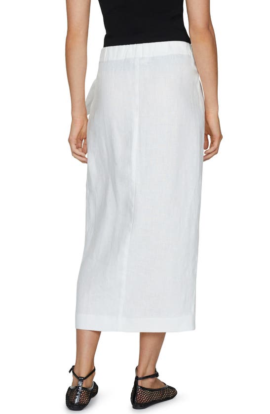 Shop Mango Wrap Front Linen Midi Skirt In White