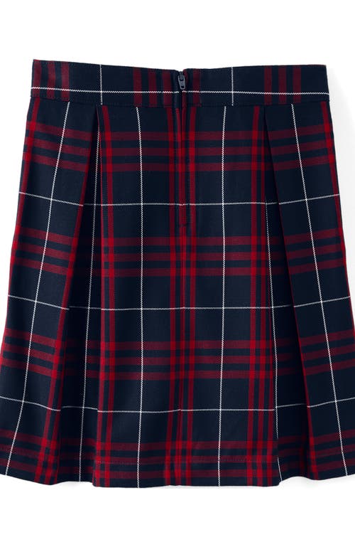 Lands' End School Uniform Girls Plaid Skort Top Of Knee In Classic Navy Large Plaid