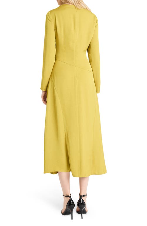 Shop Luxely Funnel Neck Long Sleeve Midi Dress In Olive Oil