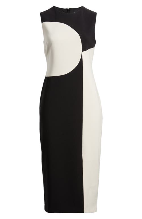 Anne Klein Abstract Colorblock Sleeveless Midi Dress in Anne Black/Pink Tint 