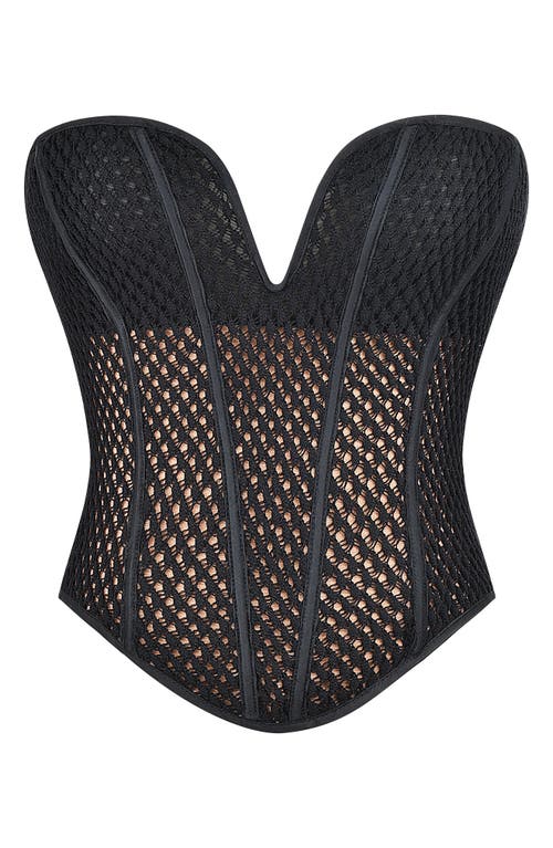 Mistress Rocks Open Knit Corset Top In Black