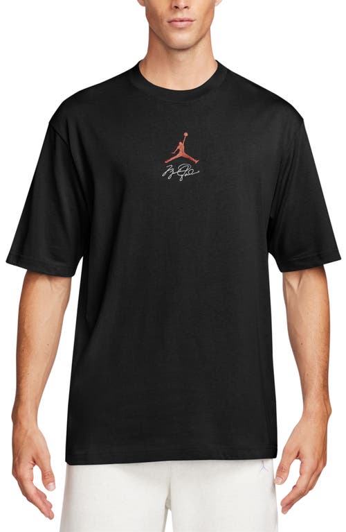 Shop Nike Jordan Flight Cotton Graphic T-shirt In Black/white/dune Red