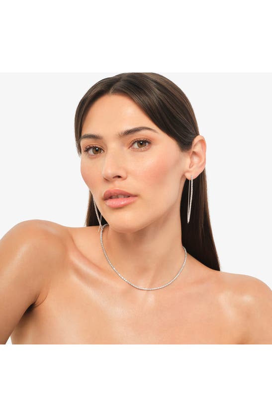Shop Lana Baguette Narrow Diamond Threader Earrings In White Gold