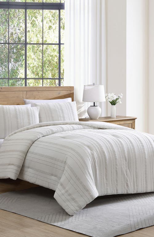 Tahari Mellie Stripe Cotton Comforter Set In White/grey