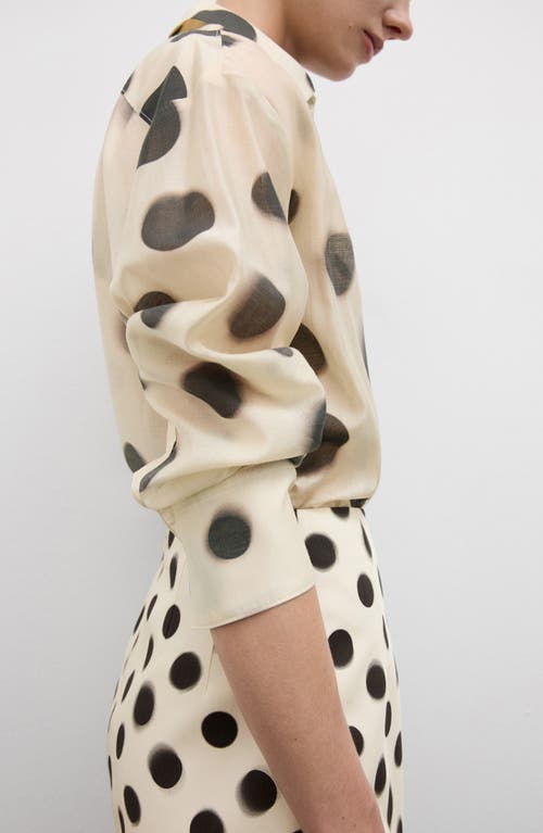 Shop Mango Polka Dot Button-up Shirt In Ecru