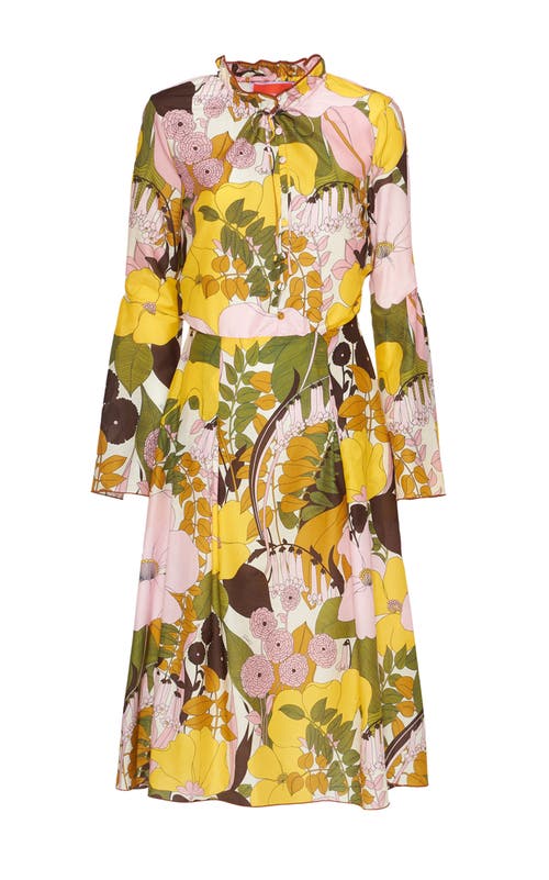 La Doublej Casanova Floral-print Midi Dress In Big Flower Rose Pink