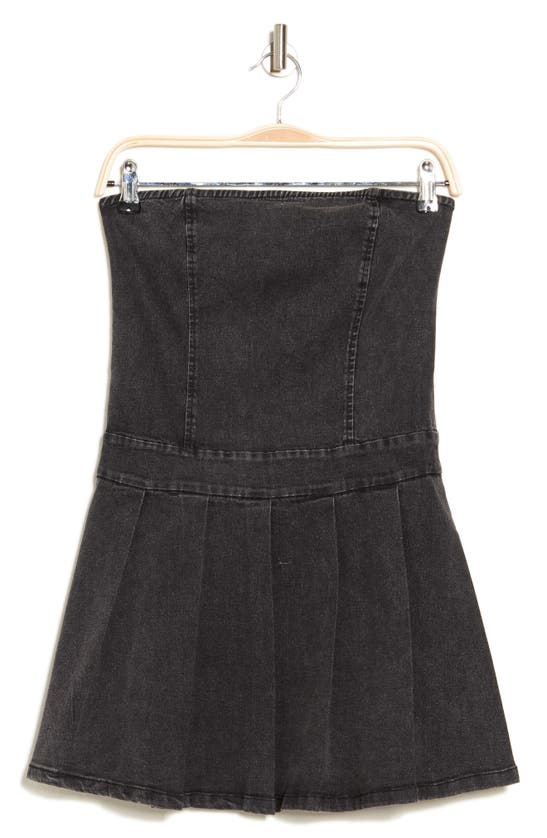 Shop Lumiere Strapless Pleated Minidress In Charcoal