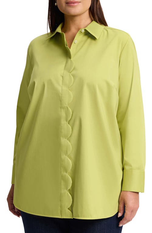 Shop Foxcroft Layla Sateen Button-up Shirt In Green