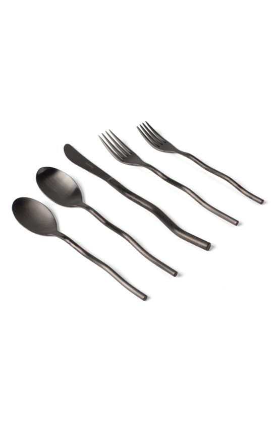 Misette Squiggle 5-piece Flatware Set In Matte Black