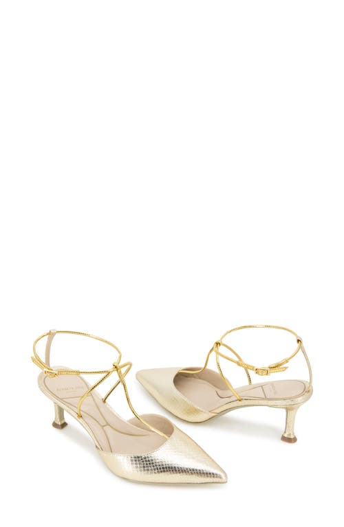 Kenneth Cole Umi Snakeskin Embossed Pointed Toe Pump In Gold Snake