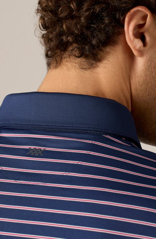 Shop Rhone Performance Golf Polo In Navy/hydrangea Micro Stripe