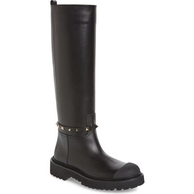 Valentino Garavani Rockstud Lug Rain Boot - Black