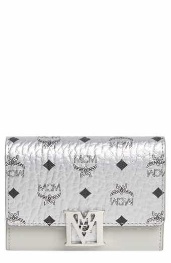 MCM Bifold Card Case Wallet Visetos Small Berlin Silver in Coated