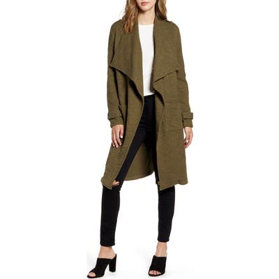 Bb Dakota Revolution Drapey Boucle Trench Coat, Green