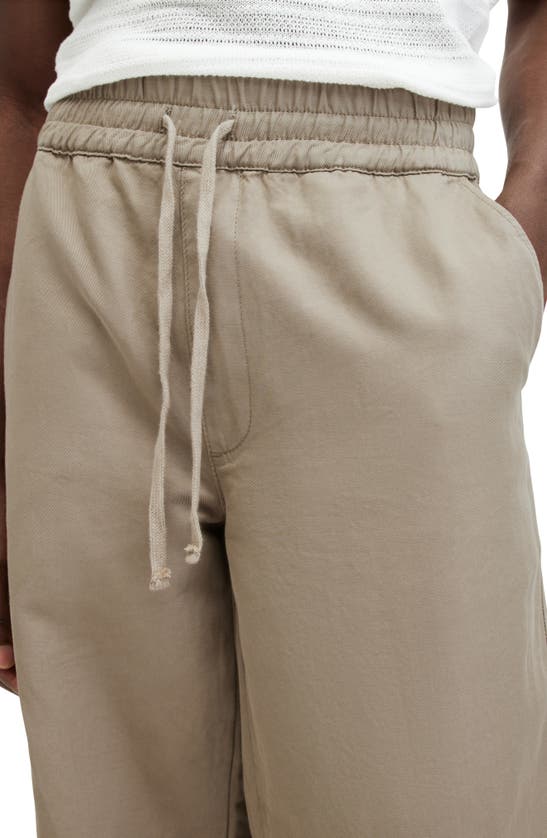 Shop Allsaints Hanbury Cotton & Linen Drawstring Trousers In Moorland Brown