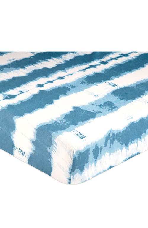 CRANE BABY Cotton Sateen Fitted Crib Sheet in Blue Tie Dye at Nordstrom