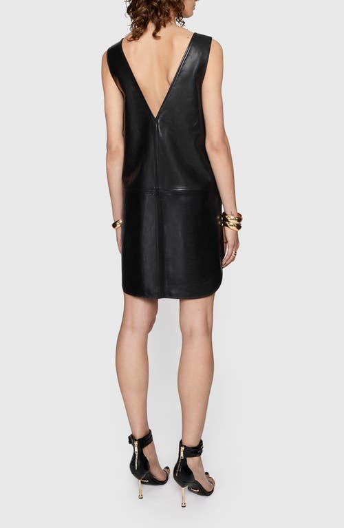 Shop Rebecca Minkoff Adrian Sleeveless Leather Zip-up Minidress In True Black