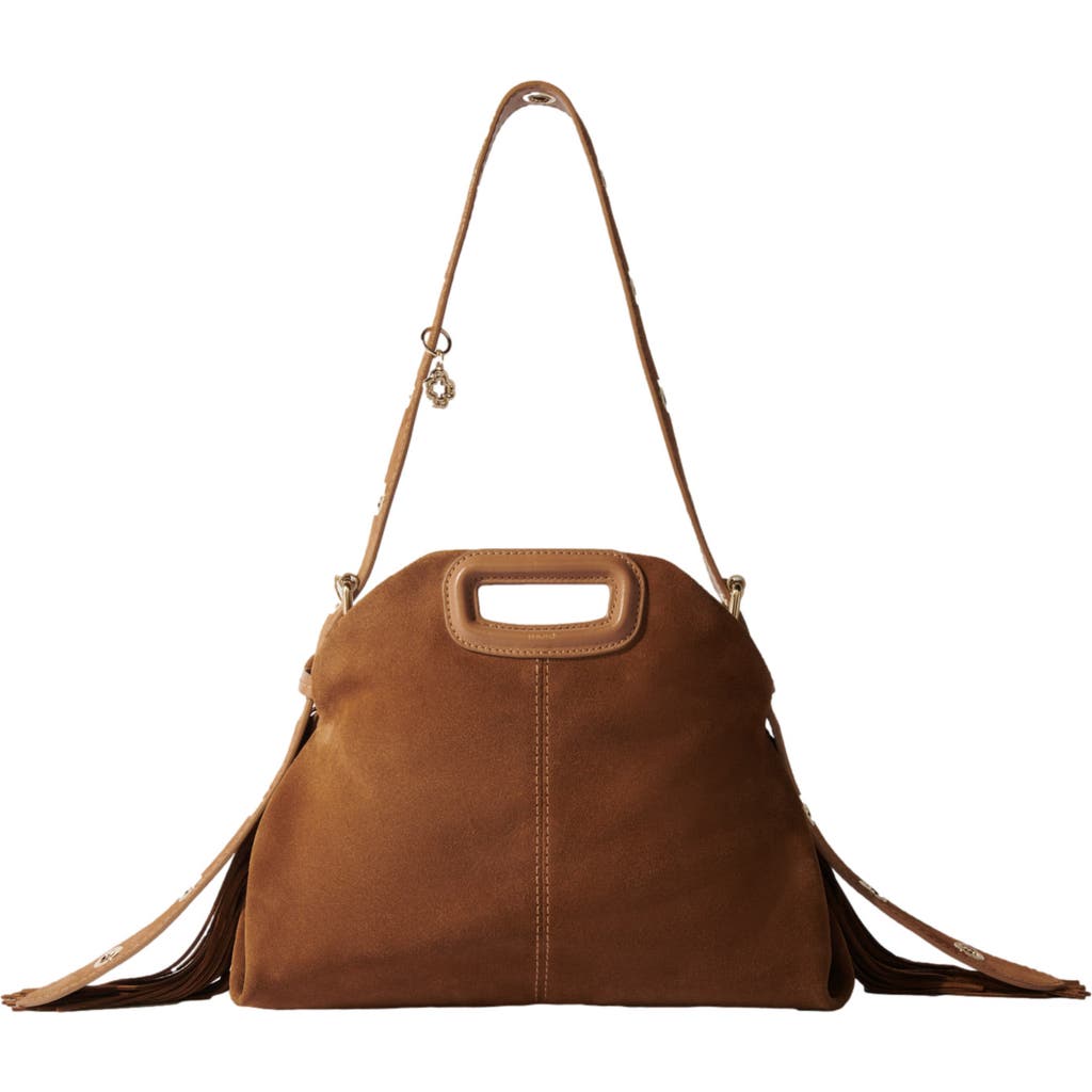 Maje Suede Miss M Bag In Camel