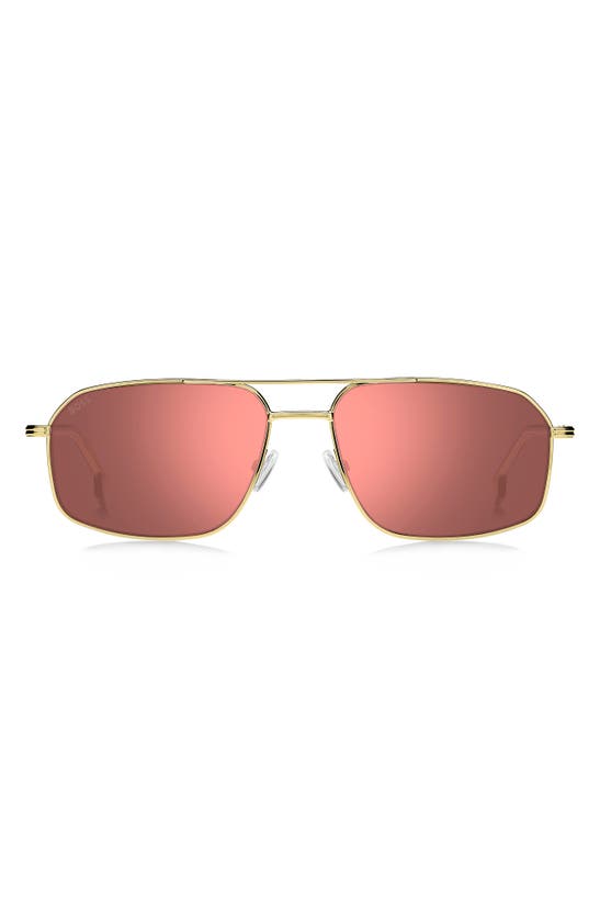 Hugo Boss 58mm Aviator Sunglasses In Gold