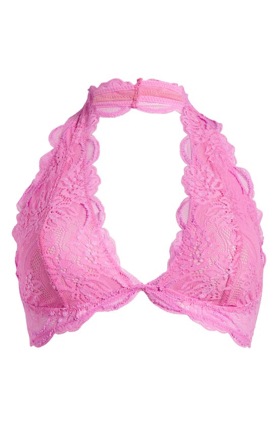 Shop Free People Last Dance Lace Halter Bra In Hot Pink