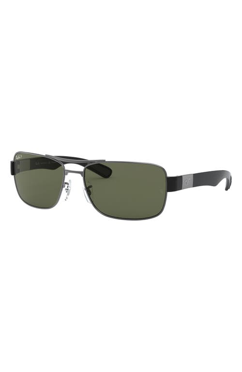 Ray Ban Ray-ban 64mm Polarized Oversize Square Sunglasses In Gunmetal/green