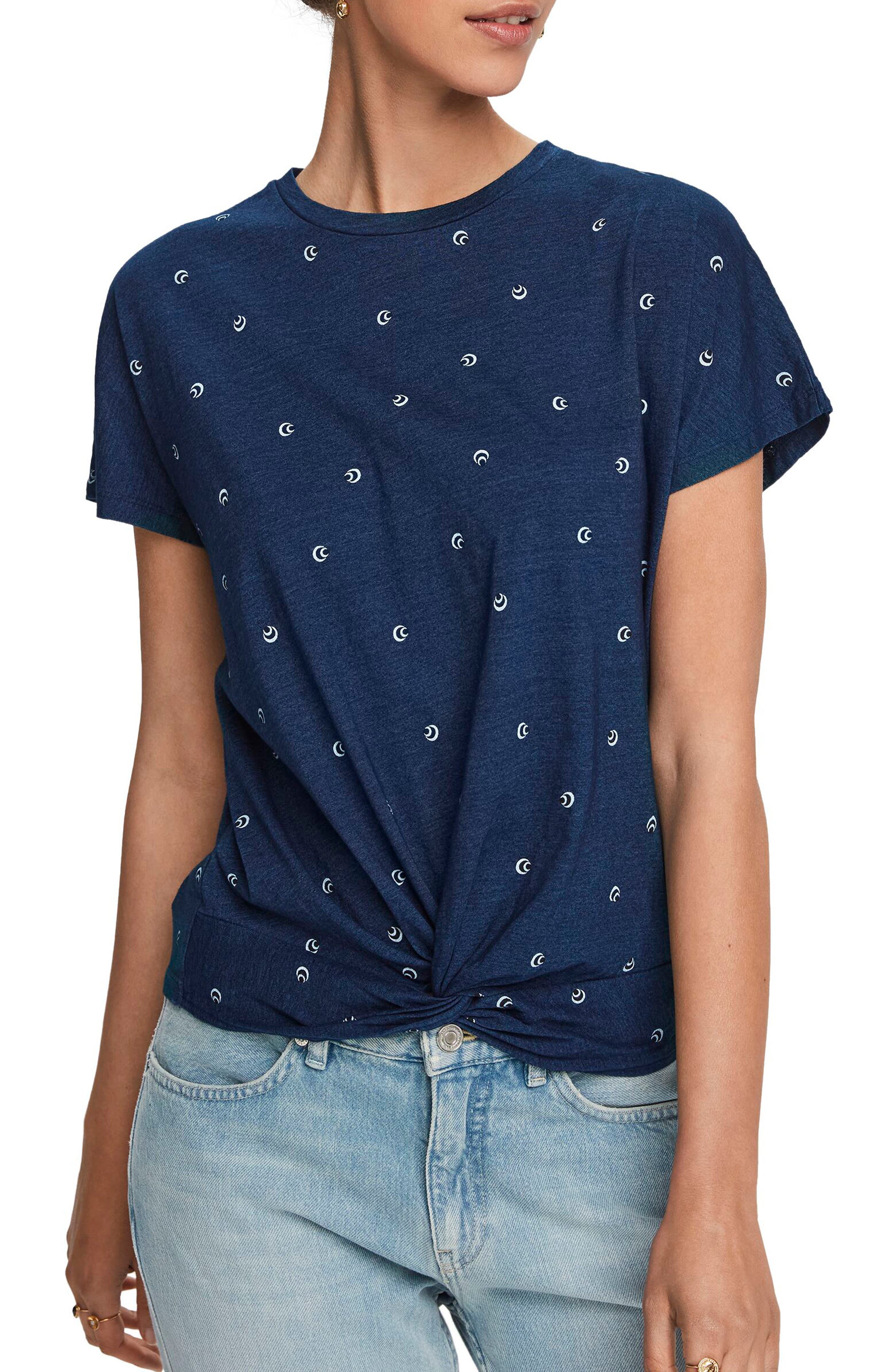 UPC 015700000076 product image for Women's Scotch & Soda Twist Front Indigo T-Shirt, Size Small - Blue | upcitemdb.com