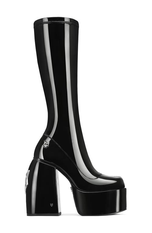 NAKED WOLFE Spice Platform Tall Boot in Black Shine