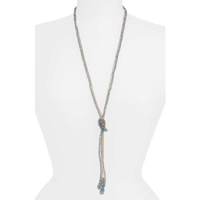 Stella + Ruby Tie Beaded Lariat Necklace