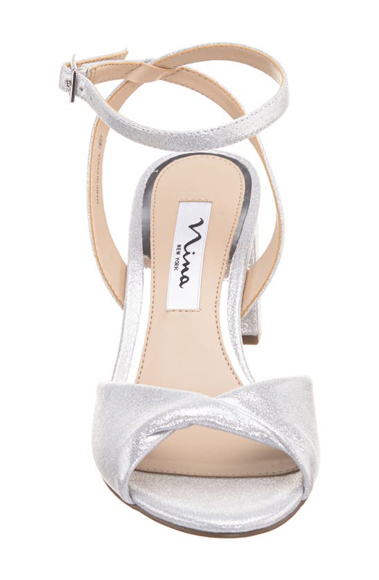 Shop Nina Nigella Glitter Ankle Wrap Sandal In Silver