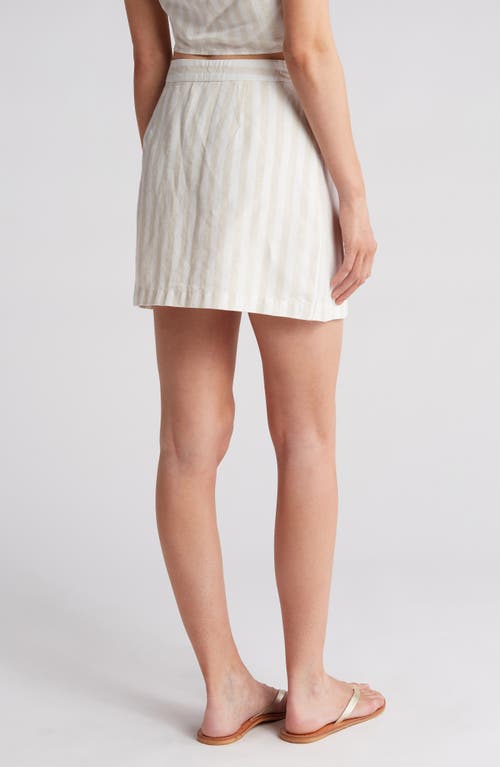 Shop Onia Air Wrap Linen Blend Cover-up Miniskirt In Sandshell/white