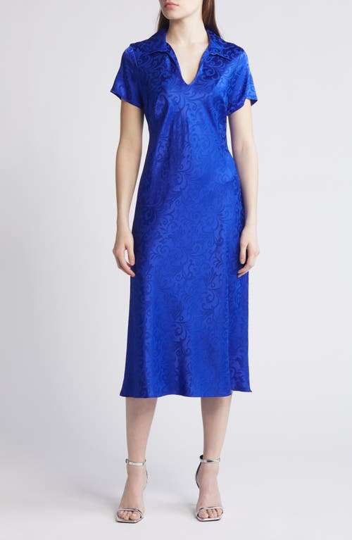 Connected Apparel Jacquard A-Line Midi Dress Deep Cobalt at Nordstrom,