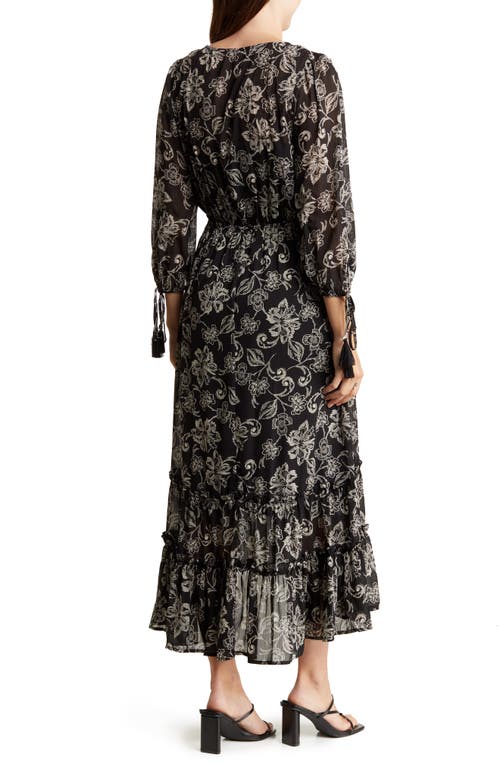 Shop Lovestitch Floral High-low Dress In Black/natural