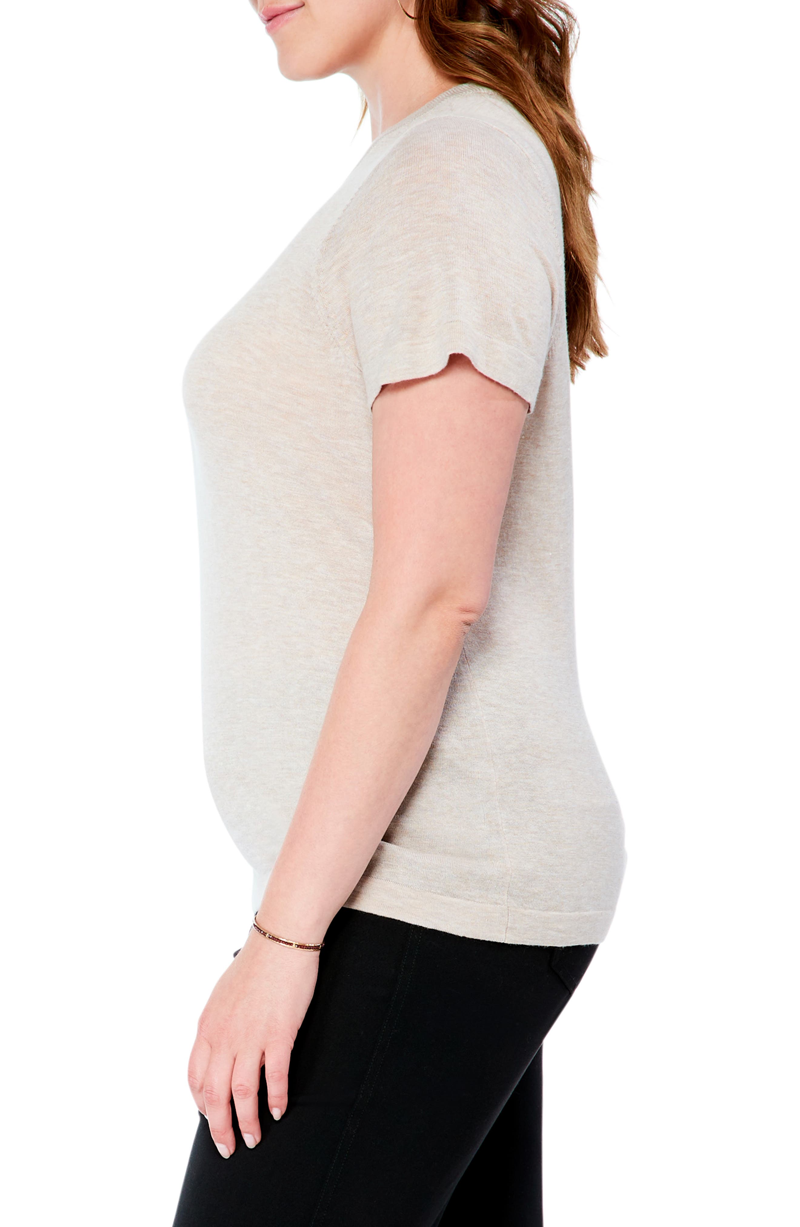 Nic+Zoe Crewneck Short Sleeve Sweater in Birch at Nordstrom, Size 1x