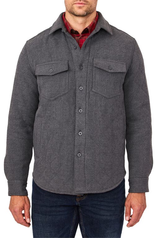 Elbow Patch Brushed Twill Quilted Shirt Jacket in Grey