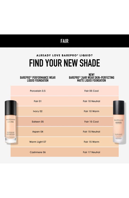 Bareminerals ® Barepro 24hr Wear Skin-perfecting Matte Liquid Foundation Mineral Spf 20 Pa++ In Fair 15 Warm