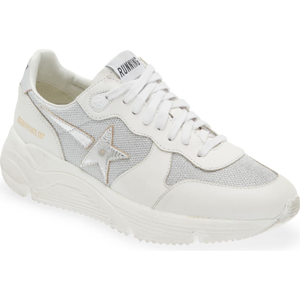 Golden Goose Running Sole Sneaker In Optic White/silver