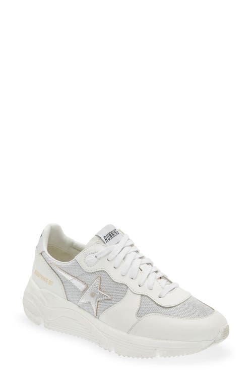 Golden Goose Running Sole Sneaker In Optic White/silver