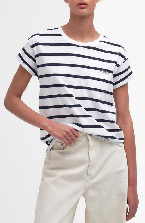 Shop Barbour Otterburn Stripe T-shirt In White/navy