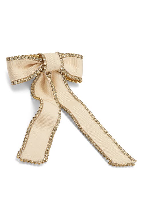 Lilly Crystal Ribbon Bow Barrette in Ivory