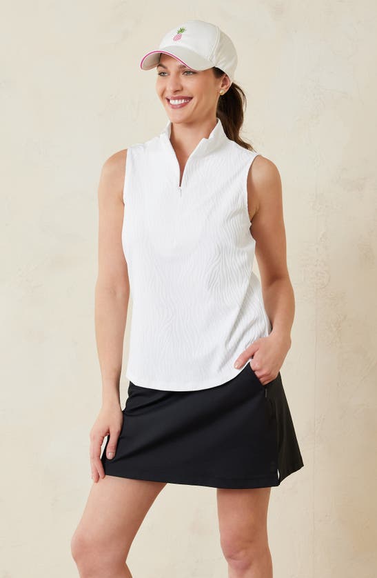 Tommy Bahama Aubrey Zebra Jacquard Islandzone® Sleeveless Quarter Zip Top In White